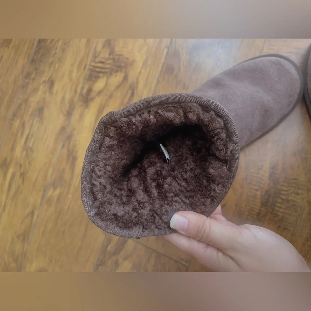 Beach Feet Women Australian Suede‎ Sheepskin Winter Snow Boots Size 9 Chocolate